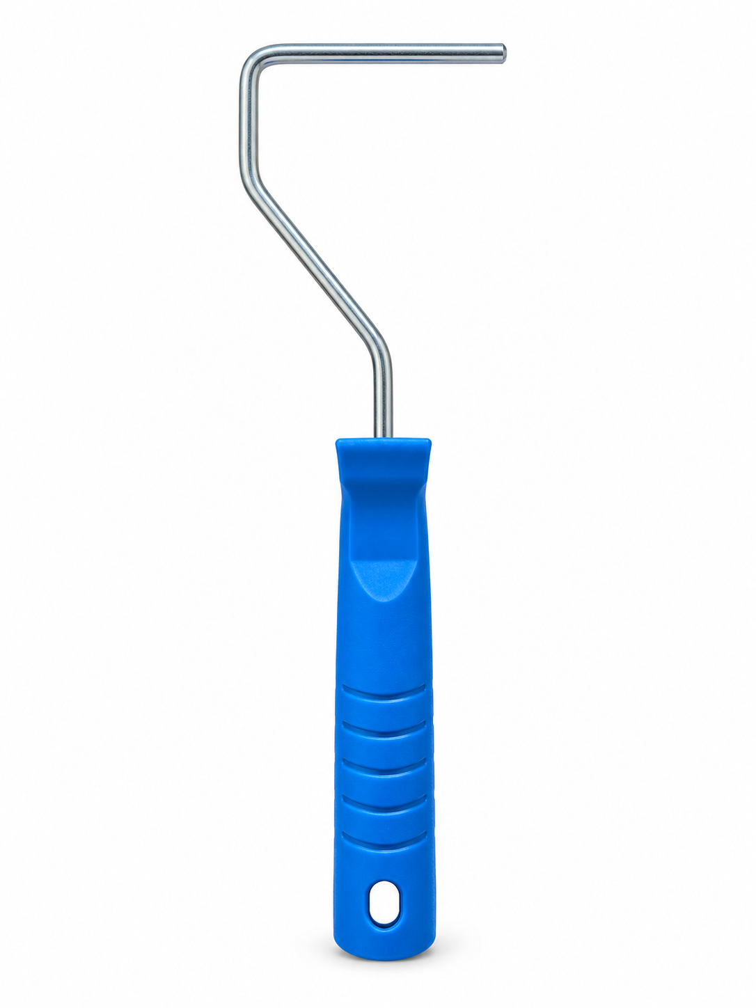100 mm roller frame with bent silver shaft and blue handle; sleeve not included.