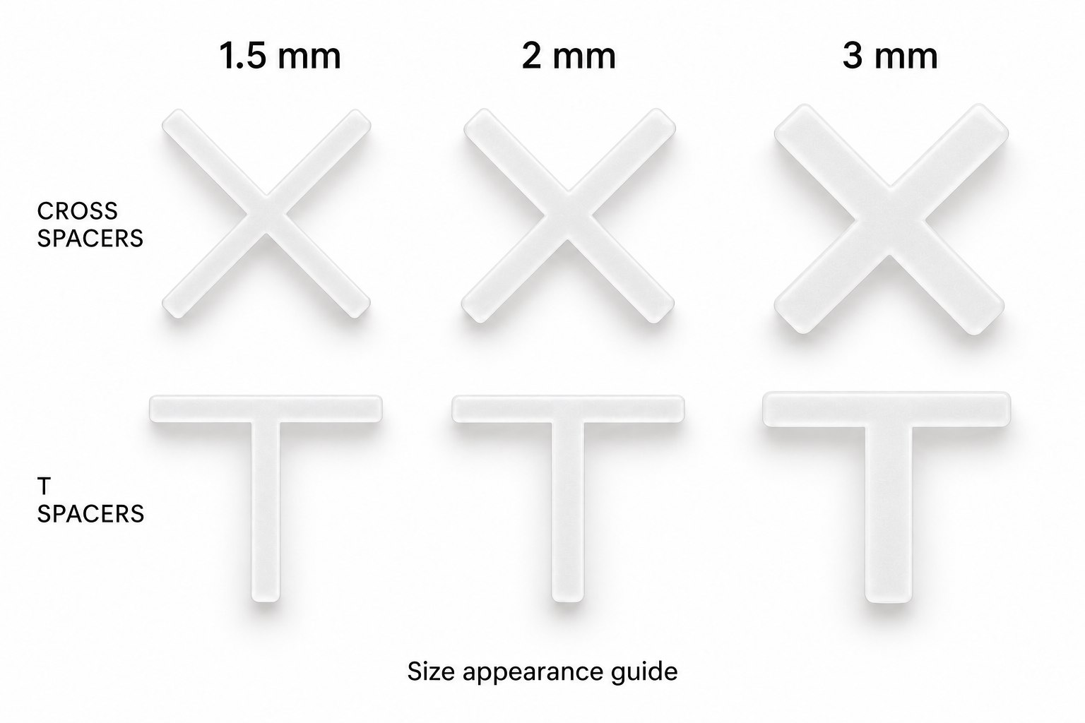 1.5 mm milky-white cross spacers.